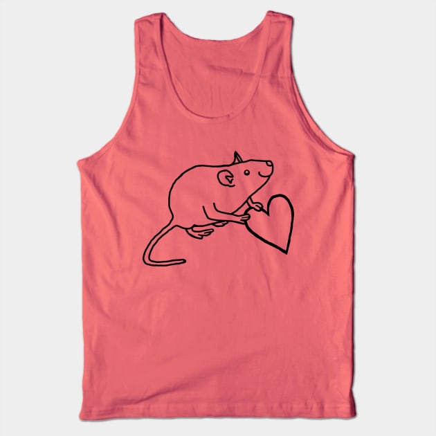 Minimal Rat Holds Your Heart Outline Tank Top by ellenhenryart